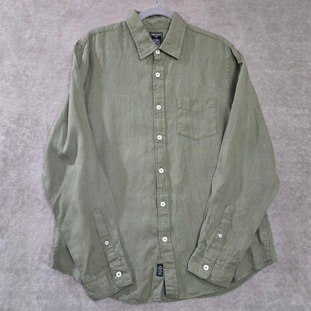 Todd Snyder Baird McNutt Irish Linen Shirt Mens Large Green Button Up Old Money
